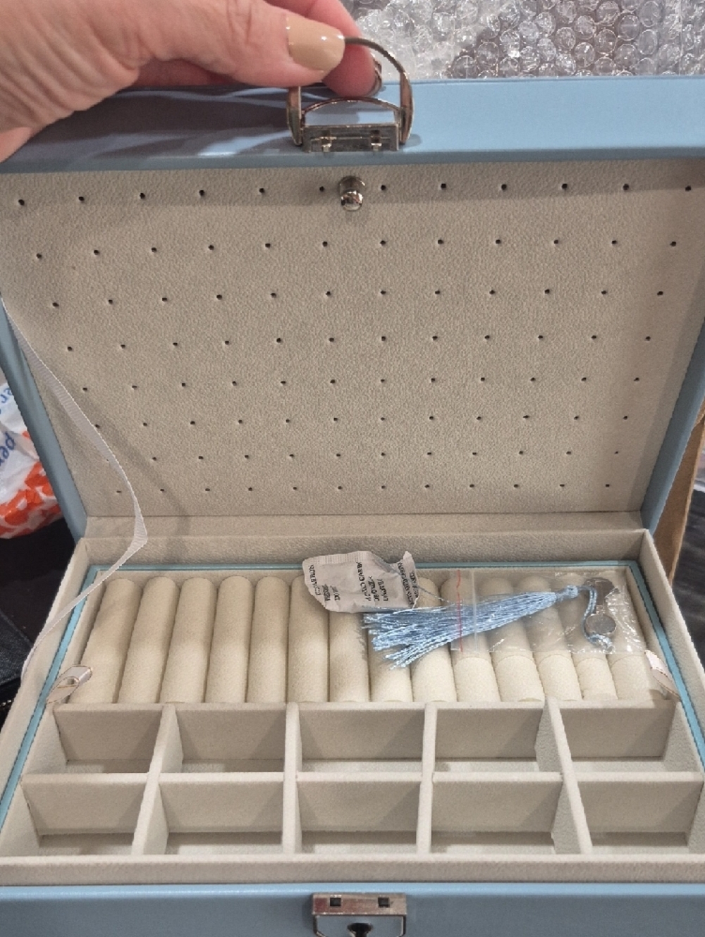 Blue Jewelry Organizer Box with Multiple Trays New - Picture 7 of 7